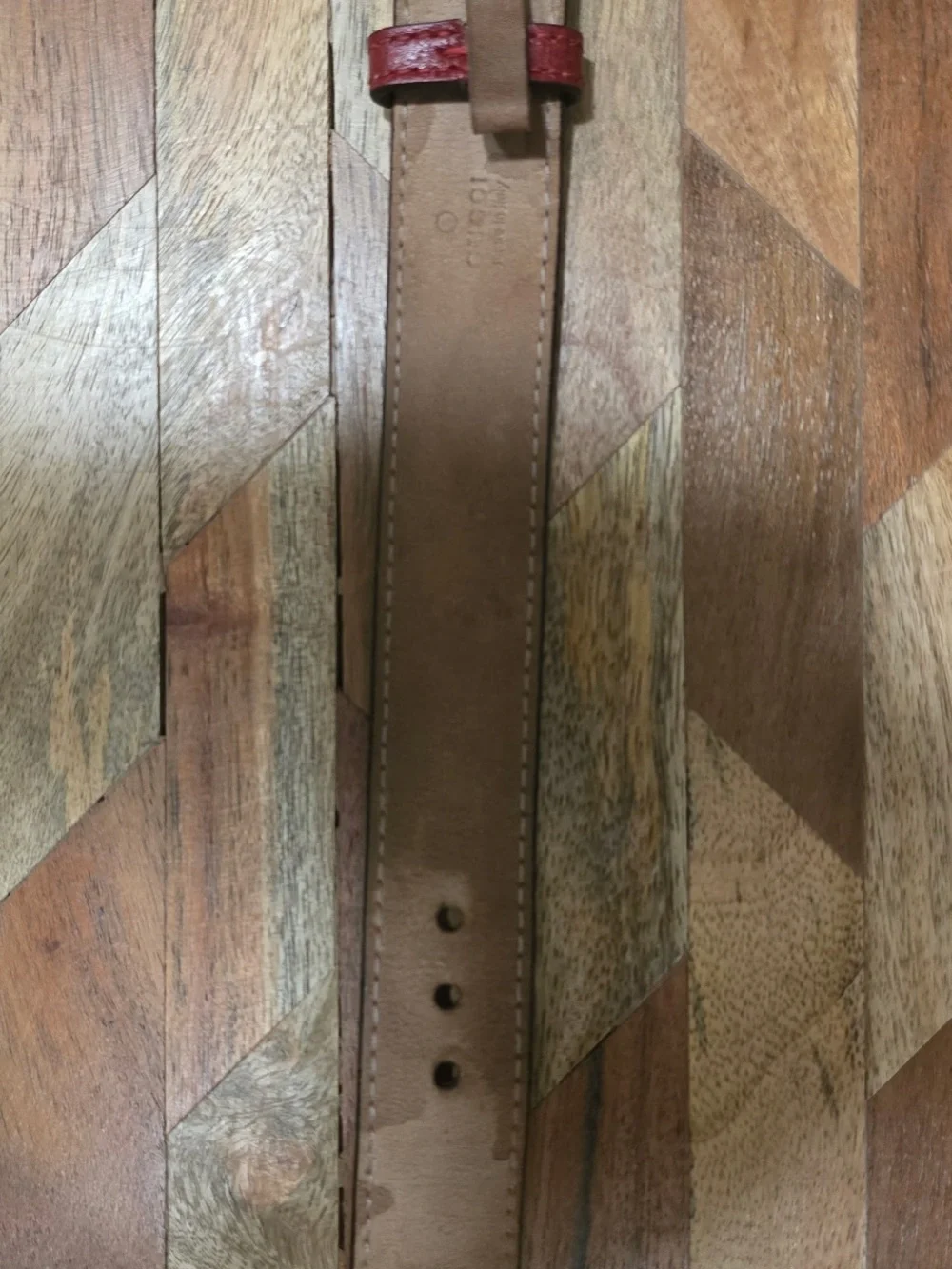 GG Double G Buckle Suede Belt - Burgundy